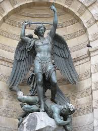 Michael archangel with sword defeated lucifer statue figurine. Pin On Places To Dream W