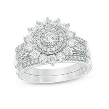 Hours may change under current circumstances 1 Ct T W Diamond Double Frame Vintage Style Bridal Set In 14k White Gold Zales Outlet