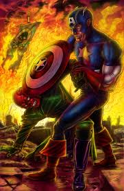 Bison body with red skull head on it. Gene Guilmette Captain America Vs Red Skull