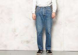 90s Men Jeans Vintage Denim Pants Light Wash Button Fly Men S Clothing Boyfriend Gift Size Medium 31 34