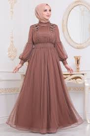 Tesetturlu Abiye Elbise Yaprak Detayli Taba Tesettur Abiye Elbise 40275tb Tesetturisland Com The Dress Aksamustu Giysileri Elbise
