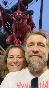 Ran into Jason Barlow & Destinee Angerame after going thru security this  morning just before the Park opened & then saw them again at Dare Devil  Dive late afternoon. Ran into them