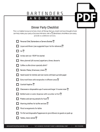 Use this stylized dinner menu template to compliment your next dinner party, food catering business, or special occasion. Party Checklists Bartenders And More