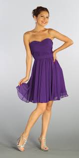 Strapless Chiffon Short Purple Bridesmaid Dress Knee Length In 2020 Knee Length Bridesmaid Dresses Bridesmaid Dresses Bridesmaid Dresses Short Purple