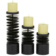 Modern black pillar candle holders. Set Of 3 Round Metal Layered Candle Holders Black Olivia May Target
