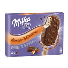Glaces Amandes Caramel Milka La Boite De 4 Ba Tonnets 271g A Prix Carrefour Caramel Chocolat Au Lait Bonbons Colores