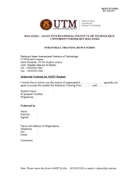 9th international conference, amt 2013, maebashi, japan, maidareno. Fillable Online Mjiit Utm Industrial Training Reply Form Mjiit Utm Fax Email Print Pdffiller