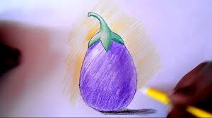 how to draw and shade brinjal step by step