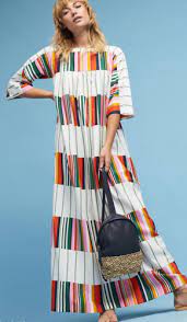 Anthropologie nwt $138 floreat smocked waist blouson dress in green size 2top rated sqpon8soqckre5779di. New Anthropologie Marimekko Frequency Tuulia Maxi Tunic Dress Rainbow Stripe Xs
