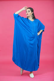 Robes longue boubou moderne pour femme en bazin riche. Moroccan Gandooura In Blue By Biyadina Traditional Clothings Afrikrea