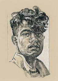 Young man. Cross hatch art Drawing by Katarzyna Gagol