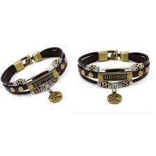 The black and white finish is appealing, and the charm testifies to the friendship. Rowena J Best Friend Bracelet 2 Pieces Set Brown Leather Friendship Charm Bracelets Bff Walmart Com Walmart Com