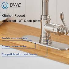 The junction faucet makes a statement in the kitchen with an industrial, squared frame and arching angles. Bwe Faucet Cover 10 Inch Deck Plate For 1 Or 3 Hole Kitchen Or Bathroom Sink Faucet Brushed Nickel Outside Escutcheon Plate Stainless Steel Plate Round Vessel Vanity Base Sink Hole Cover Round Pricepulse