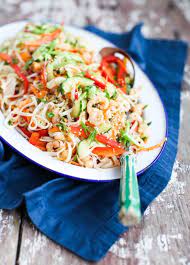 Rainbow Rice Noodle Salad With Shrimp And Sesame Simple Bites Recipe Rice Noodle Salad Main Dish Salads Rice Noodles