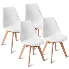 Giantex Mid Century Modern Dsw Dining Chairs Upholstered Side Chair Wood Leg And Soft Padded Modern Dining Chairs Mid Century Dining Chairs White Dining Chairs