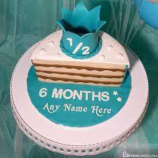 Happy 1 2 Birthday Cake 6 Month Cake With Name Edit