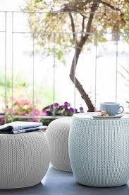 For a free knitting pattern. Urban Knit Pouf Ottoman Set Of 2 With Accent Table By Keter Grey White Scandinavian Balcony Indianapolis By Keter Houzz