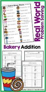 Bakery Math Addition Real World Story Problems Math Fact Practice Math Addition Math Facts