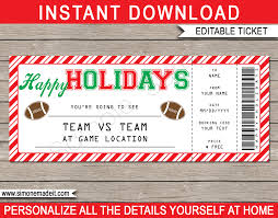 In a lot of ways, these printable christmas cards can be better than a box of them you'd buy at the store. Holidays Football Ticket Gift Voucher Printable Football Ticket Template