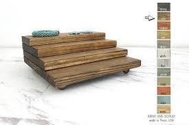 Handcrafted Solid Wood Jewelry Platform Display Risers With 4 Stair Steps And Wooden Balls For Feet To El Wood Jewelry Display Wood Display Food Display Table