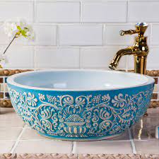 Concrete is a uniquely combines natural stone with the ability to be cast into any shape. Europe Vintage Blue Ceramic Art Basin Sinks Counter Top Wash Basin Bathroom Vessel Sink Vanities Fancy Wash Basin Bathroom Sink Sink Counter Top Bathroom Vessel Sinksbathroom Sink Aliexpress