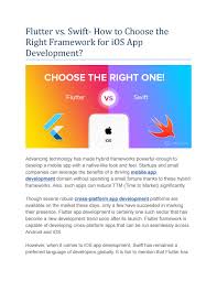 Flutter / app development beginner seeking wisdom, general direction. Flutter Vs Swift How To Choose The Right Framework For Ios App Development By Crisstyris Issuu