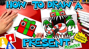 If so, a custom puzzle that pieces together your kid's instead of letting paintings and drawings pile up, you can use your kid's creations to make a beautiful gift with a homemade feel that any loved one will appreciate. How To Draw A Present Monster Folding Surprise Youtube