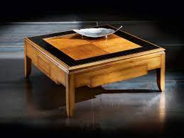 Square glossy coffee table with swing out drawers: Square Coffee Table With 6 Pull Out Shelves And 4 Drawers Idfdesign