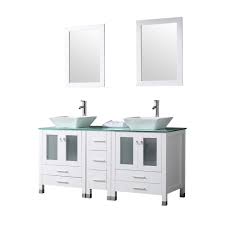 Double vanities come in a range of sizes, but they require larger area than you'll need for a single sink vanity. Wonline 60 In White Double Sink Bathroom Vanity With White Wood Top Mirror And Faucet Included In The Bathroom Vanities With Tops Department At Lowes Com