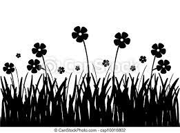 Vector black silhouette of flowers ornament isolated on a white background. Flowers In Field Black And White Flowers Growing In Field Black And White Illustration Canstock