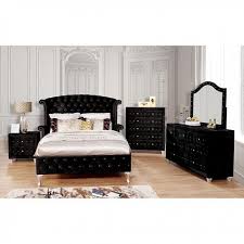 It includes two nightstands and one bed, all made from a blend of solid and engineered wood in a neutral hue. Bedroom Sets Alzire Cm7150bk 7 Pc King Upholstered Bedroom Set At Furniture To Go