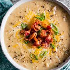 Loaded Baked Potato Soup Potato Soup Topped With Bacon And Cheese Recipe Homemade Vegetable Soups Vegetable Soup Recipes Creamy Vegetable Soups