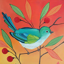 Birds Of A Feather Song Original Items Similar To Bird Painting Original Acrylic On 6x6 Canvas An Endless Song No 5a On Etsy Birds Painting Bird Illustration Watercolor Bird