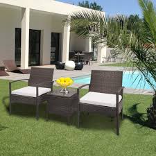 And their fitted designs allow for proper air circulation, so your furniture will stay fresh and. Lovinland Rattan Patio Furniture 3 Piece Outdoor Table And Sofas Furniture Set With Cushion And Tempered Glass Tabletop For Backyard Pool Garden Bistro Tables Patio Lawn Garden Mhiberlin De