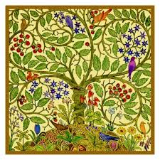 Voysey Art Nouveau Birds Tree Flowers Nature Counted Cross Stitch Chart