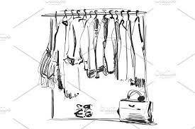Hand Drawn Wardrobe Sketch Clothes Of The Hanger How To Draw Hands Graphic Design Resources Wardrobe