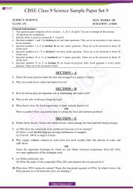 Cbse Sample Paper Class 9 Science Set 9 Solution