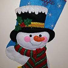 Amazon Com Bucilla 18 Inch Christmas Stocking Felt Applique Kit 86649 Jack Frost Christmas Stockings Applique Kit Felt Applique