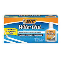 BIC Wite-Out Brand Quick Dry Correction Fluid, 20 ml Bottles, 12-Count