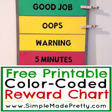 This chart is for reference only. Free Printable Color Coded Reward Chart Simple Made Pretty
