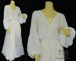 Hippie Boho Dress White Cotton Dress Dress Long By Hippieboho56 25 00 Forrestgump Jenny Weddingdress Boho Hippie Dress White Boho Dress Hippie Dresses