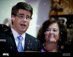 Surrounded by family and campaign staff, U.S. Rep. Lee Terry R-Neb., gives  his victory speech at a post election day party in Omaha, Neb., Tuesday,  Nov. 2, 2010. Terry overwhelmingly retained his