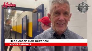 Mentor Cardinals head coach Bob Krizancic after their 83-70 District  semifinal win over Green