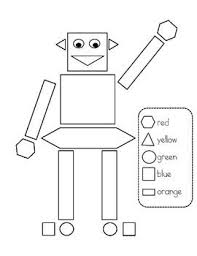Black And White Robot Drawing Shape Robot Color Page Drawing For Kids Robot Shapes