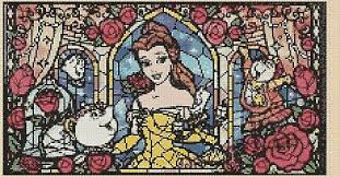 Cross Stitch Chart Belle Beauty Beast Stained Glass 2