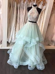 Beaded Bodice 2 Pieces Prom Dress Light Baby Blue Organza Prom Dresses Two Pieces 2017 Formal Prom Gown 2244 Mint Green Prom Dress Green Prom Dress Prom Dresses Two Piece