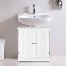 A wide variety of pedestal sink cabinet options are available to you, such as project solution capability, warranty, and application. Amazon Com Ssline Under Sink Vanity Cabinet Free Standing Bathroom Sink Cabinet With Pedestal Hole White Bath Storage Cupboard W Doors Shelves Space Saver Organizer Kitchen Dining