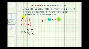Therefore, the slope of the line is δ y δ x, or the change in y over the change in x. Ex Find The Equation Of A Line In Slope Intercept Form Given The X And Y Intercepts Youtube