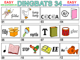 Dingbats and answers for a quiz. Dingbats