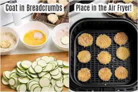 Remove zucchini from egg, allowing excess to drip off, and toss in breadcrumb mixture to coat. Air Fryer Zucchini Chips Easy Zucchini Chips In Air Fryer